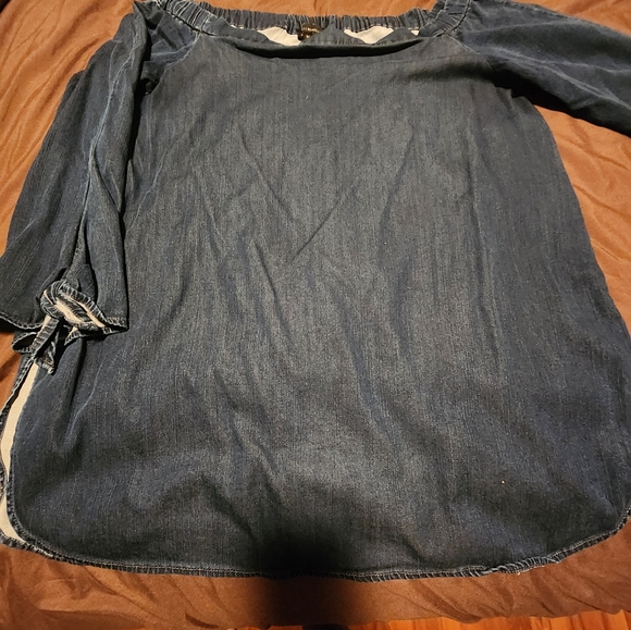 Whbm off shoulder long Jeans Top size xl - Picture 3 of 6
